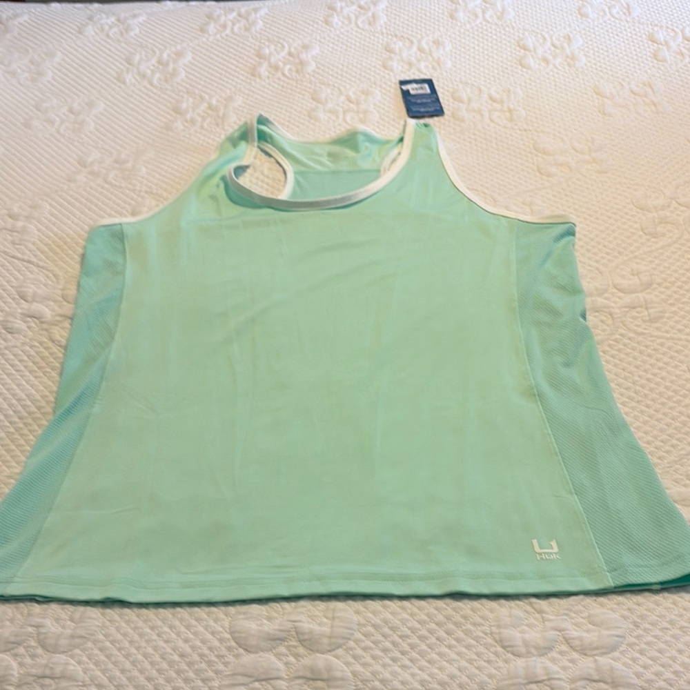 Huk Green Cut Out Relaxed Tank Top